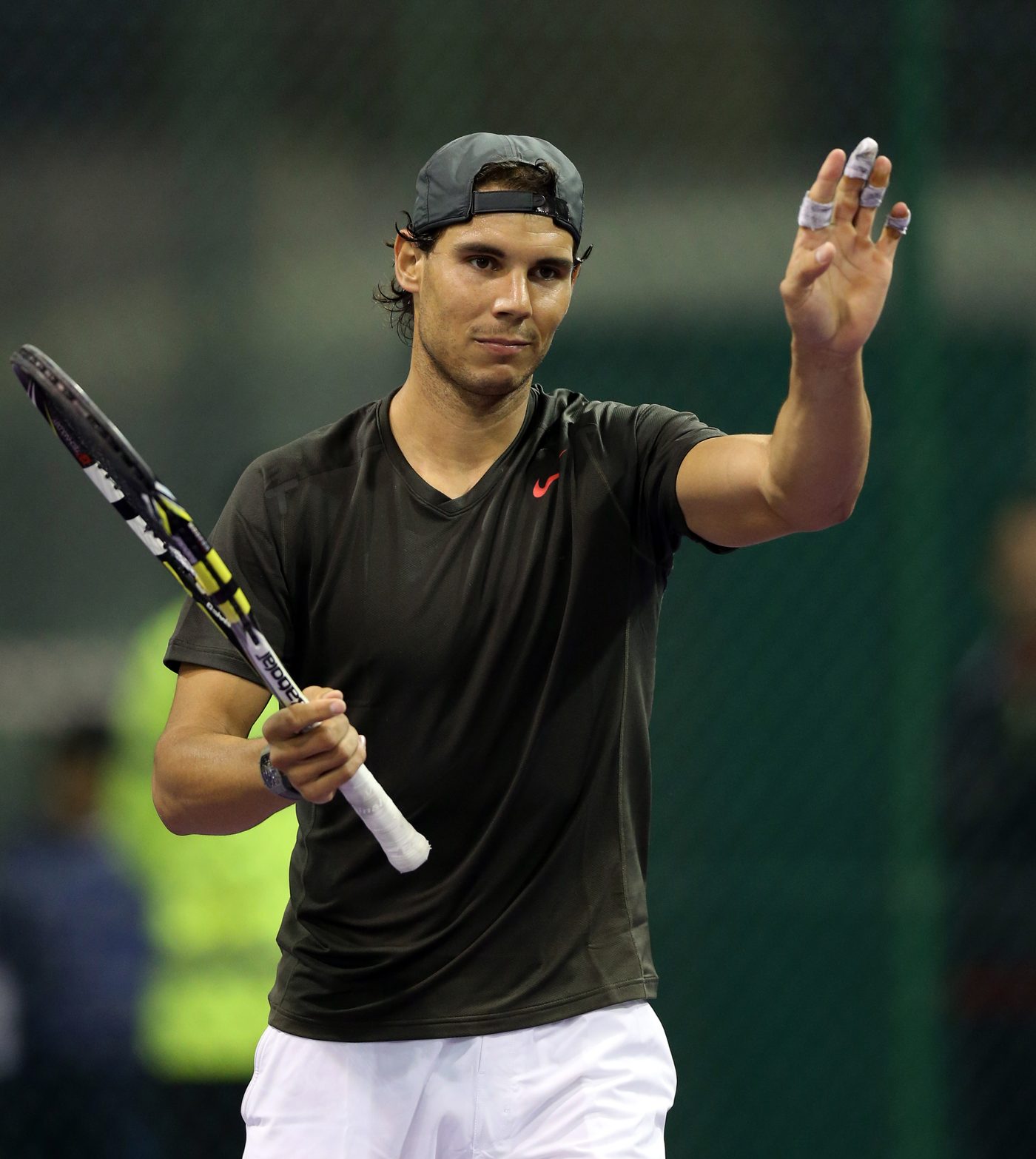 Rafael Nadal entrenando en Doha